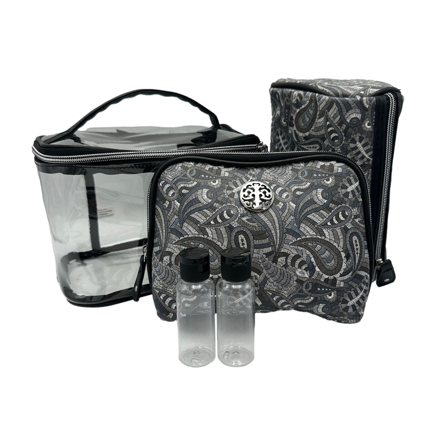 3 PC GRAY COSMETIC BAG SET