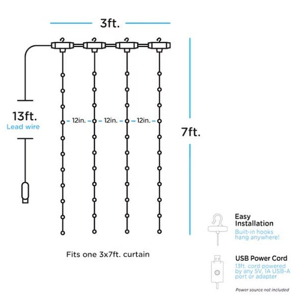 USB POWERED CURTAIN LIGHTS