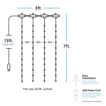 USB POWERED CURTAIN LIGHTS