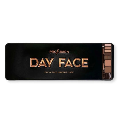 Black and gold "Day Face" makeup palette.