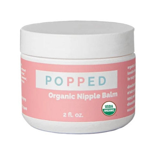 Jar of Popped Organic Nipple Balm on a white background