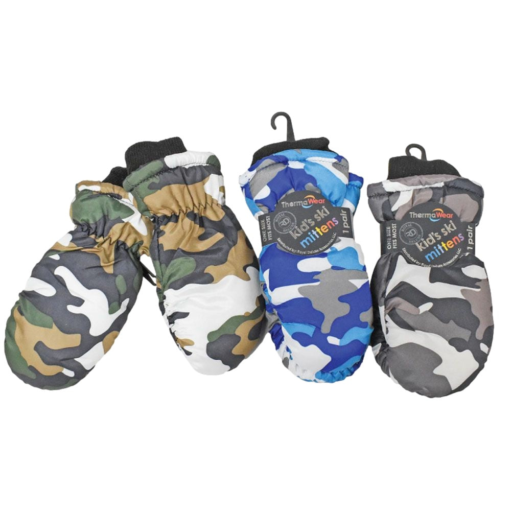 KID'S CAMO SKI MITTENS ASSORTED