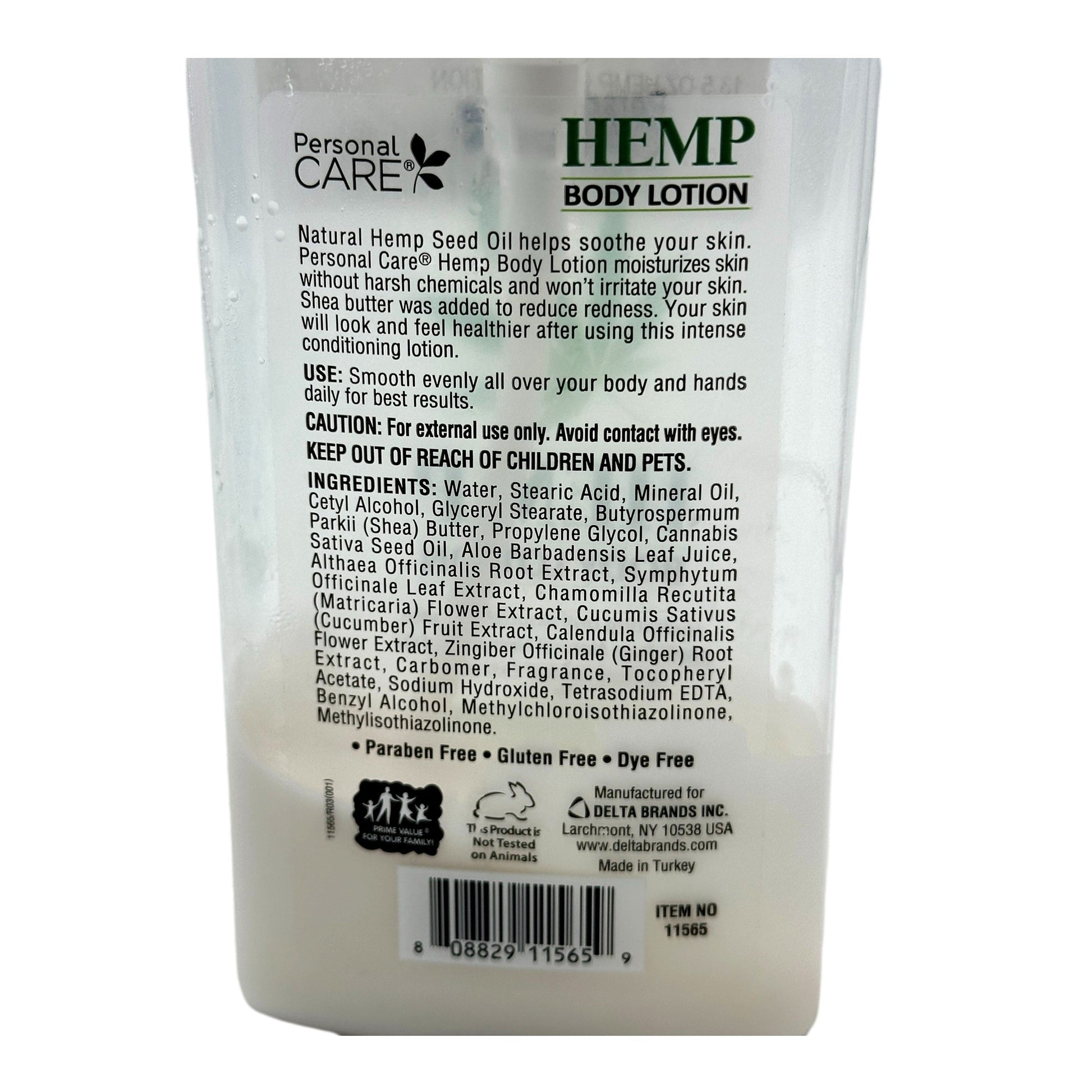 Bottle of Personal Care Hemp Body Lotion.
