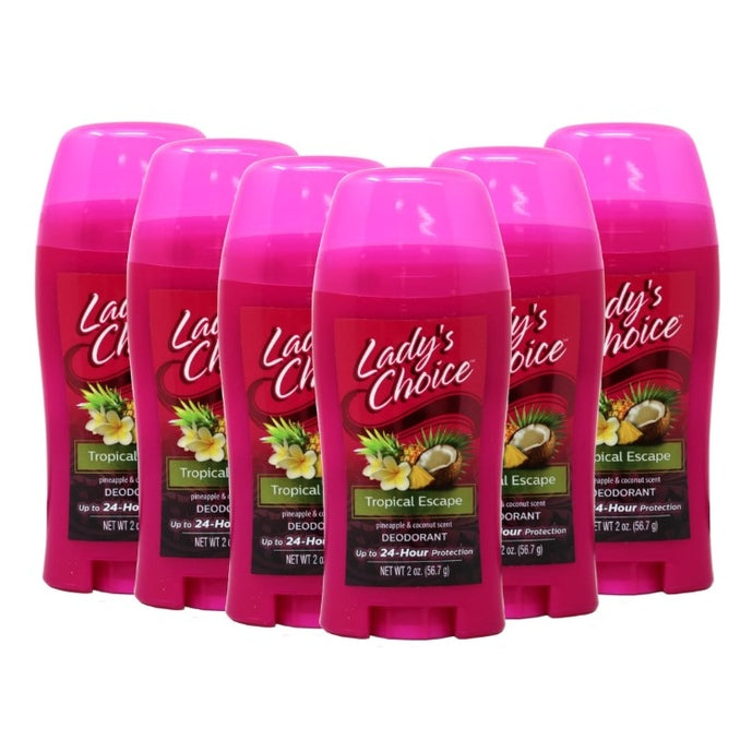 Six pink Lady's Choice deodorant sticks.