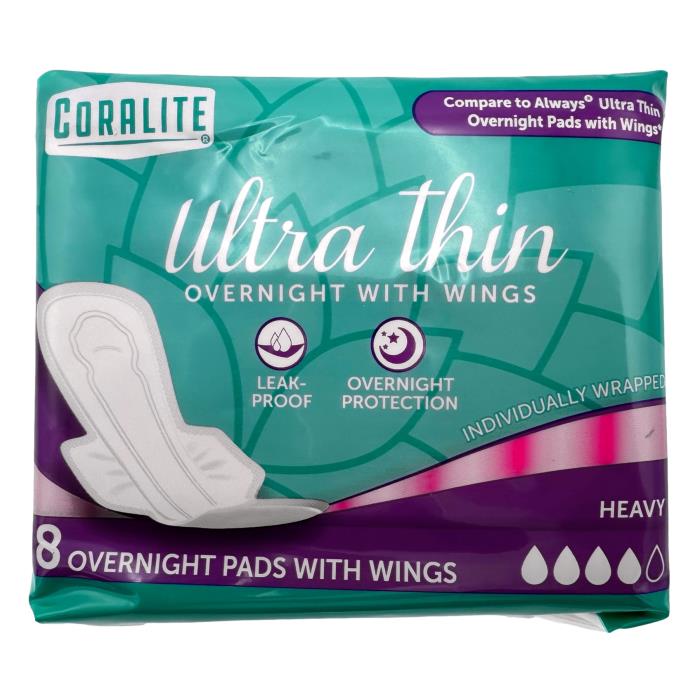 8 CT OVERNIGHT ULTRA THIN PADS WINGS