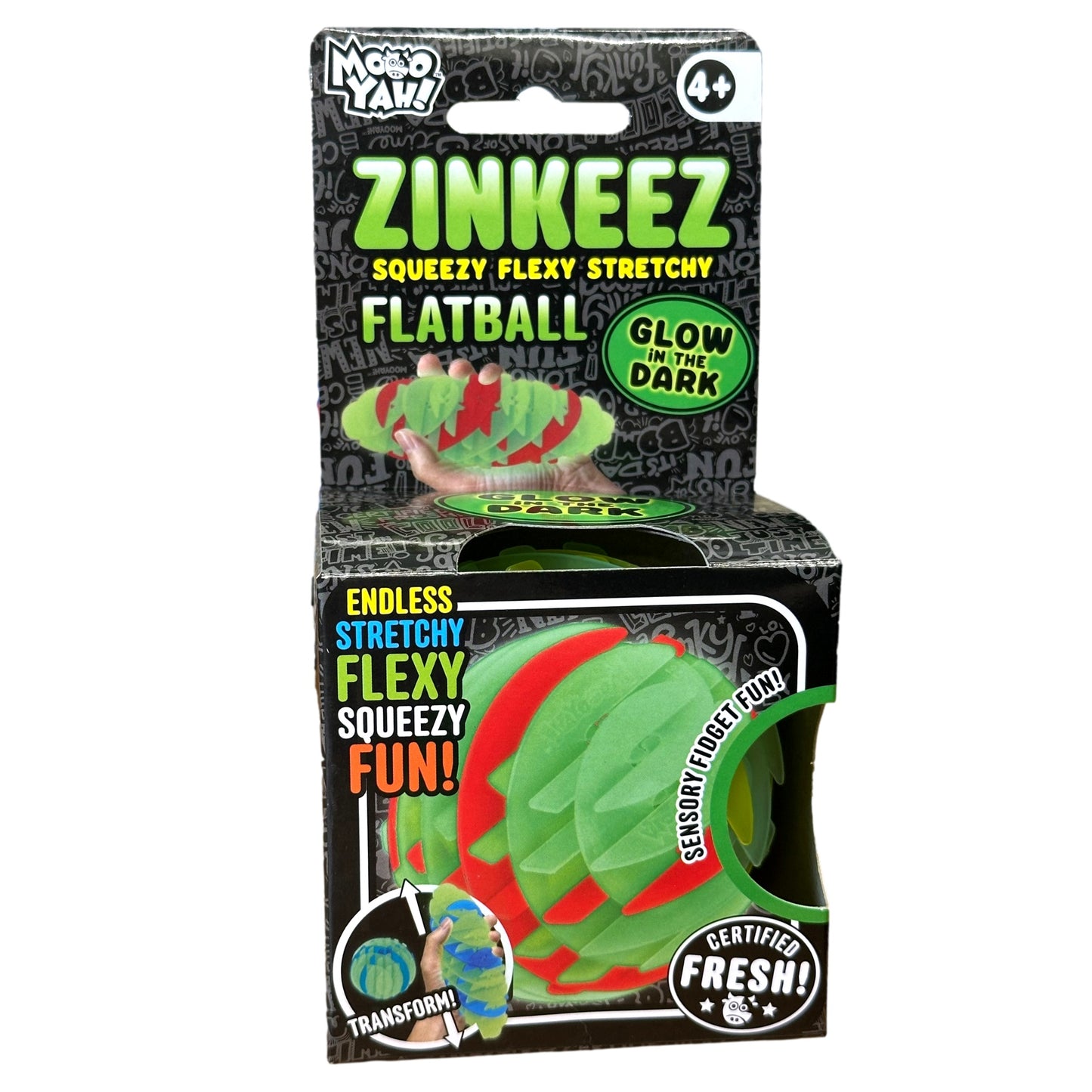 ZINKEEZ FLAT BALL GLOW IN THE DARK ASSORTED