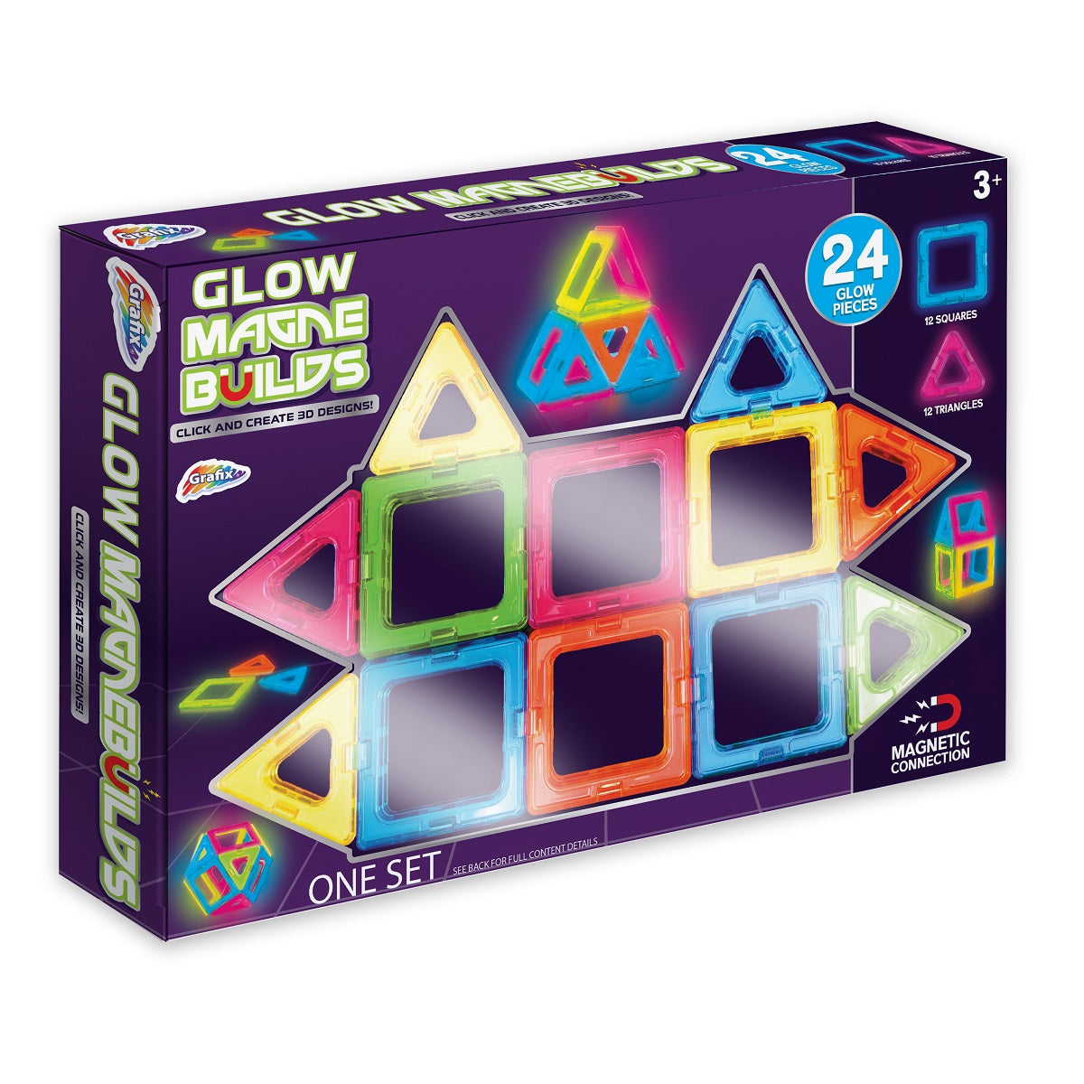 MAGNEBUILD 24 PC TILE SET GLOW IN THE DARK