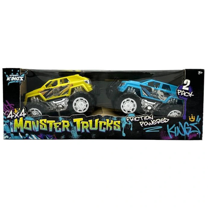 2 PC 4 X 4 MONSTER TRUCKS FRICTION POWERED