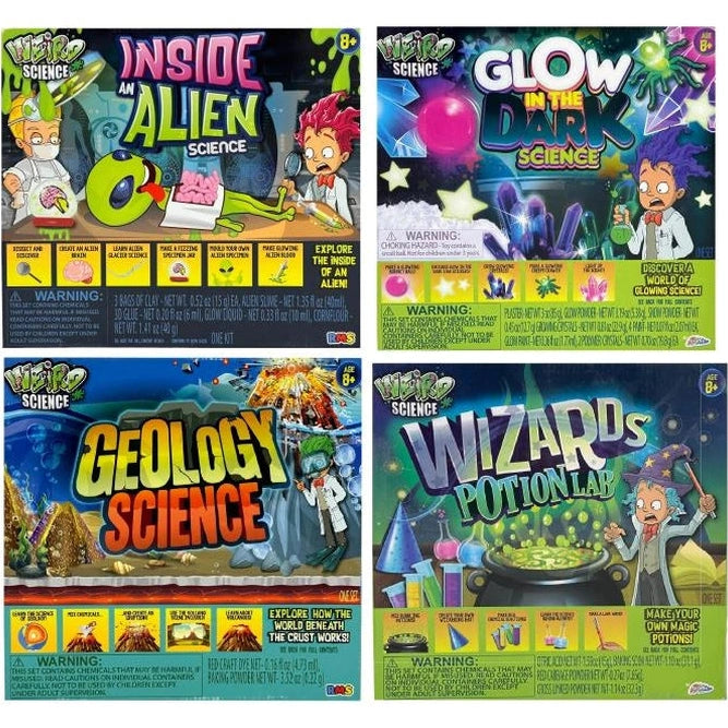 WEIRD SCIENCE ACTIVITIES SETS - GLOW, ALIEN, WIZARDS AND GEOLOGY