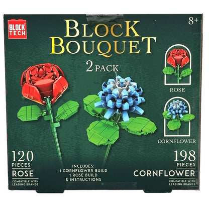 318 PC BLOCK BOUQUET ROSE & CORNFLOWER