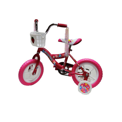12 IN PINK BICYCLE  WITH TRAINING WHEELS