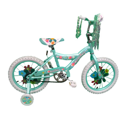 16 IN LIGHT GREEN BICYCLE WITH TRAINING WHEELS