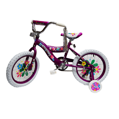 16 IN PURPLE BICYCLE  WITH TRAINING WHEELS