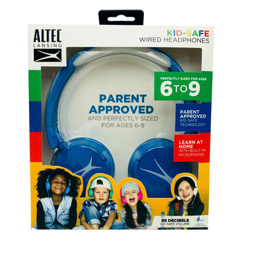 BLUE CORDED HEADPHONES KID SAFE AGES 6-9