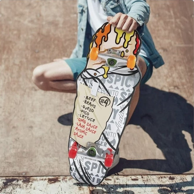 28 IN BURRITO SHAPED SKATEBOARD