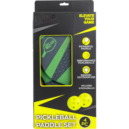 4 PC WOODEN PICKLEBALL PADDLE SET - GREEN