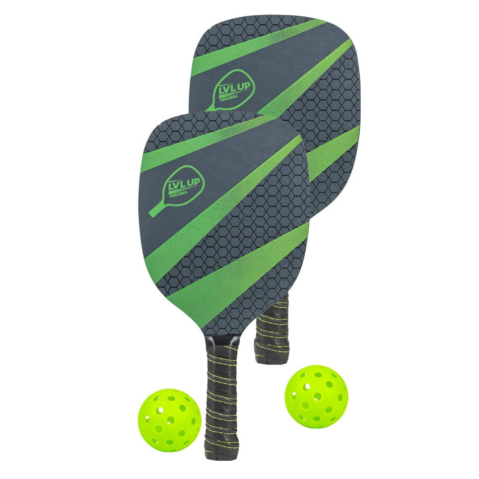 4 PC WOODEN PICKLEBALL PADDLE SET - GREEN