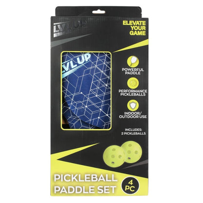 4 PC WOODEN PICKLEBALL PADDLE SET - BLUE
