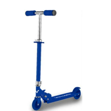Blue folding scooter.