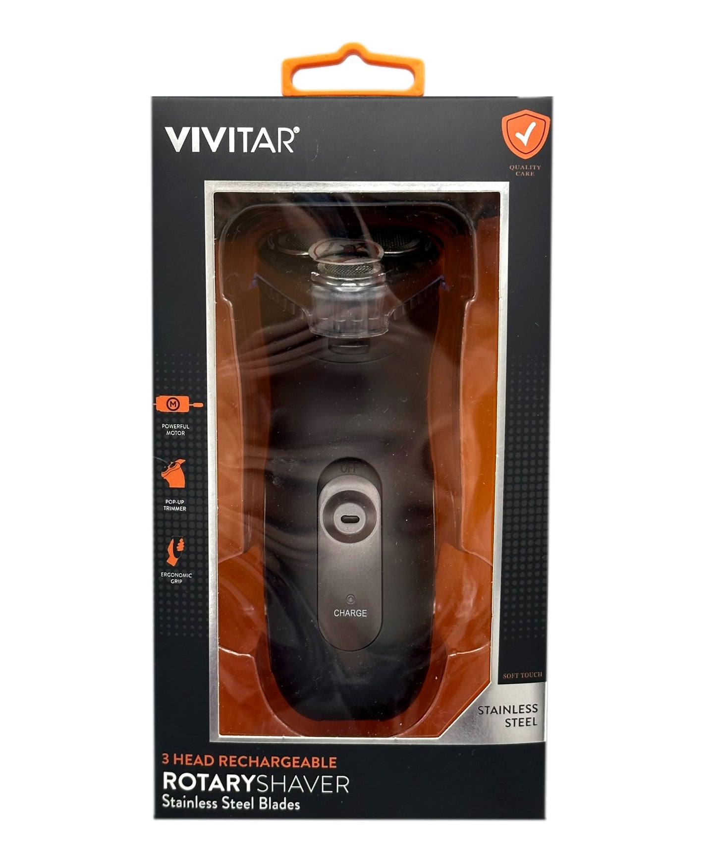 BLACK 3-HEAD RECHARGEABLE ROTARY SHAVER