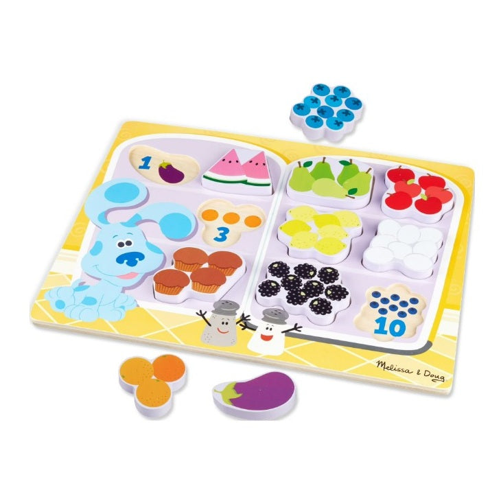 10 PC BLUE'S CLUES AND YOU WOODEN CHUNKY PUZZLE