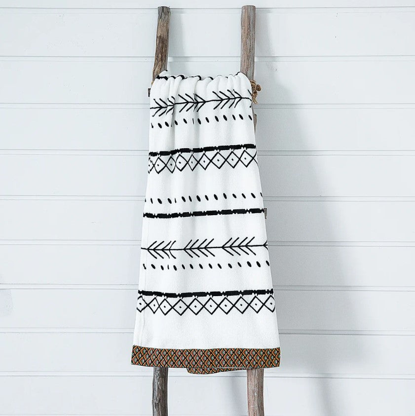 FLEECE THROW AZTEC TRIM 50 X 60 IN BOHO STYLE
