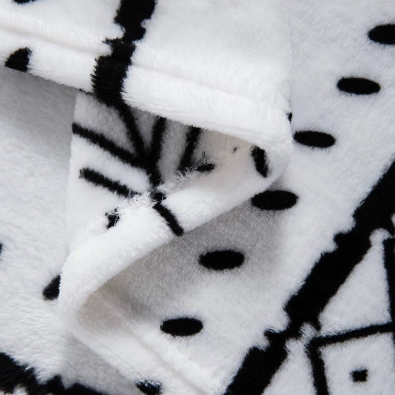 FLEECE THROW AZTEC TRIM 50 X 60 IN BOHO STYLE
