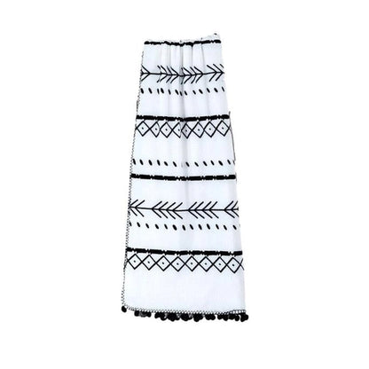 FLEECE THROW SMALL POMPOM TRIM 50 X 60 IN BOHO STYLE