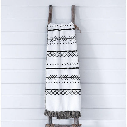 FLEECE THROW GLITTER FRINGE 50 X 60 IN TRIM BOHO STYLE
