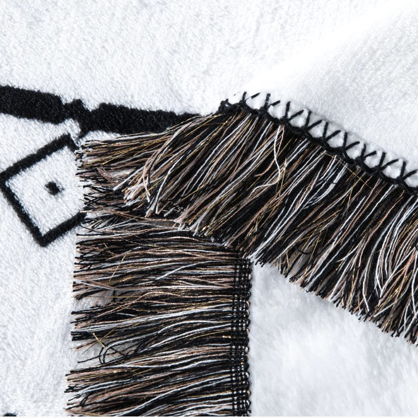 FLEECE THROW GLITTER FRINGE 50 X 60 IN TRIM BOHO STYLE