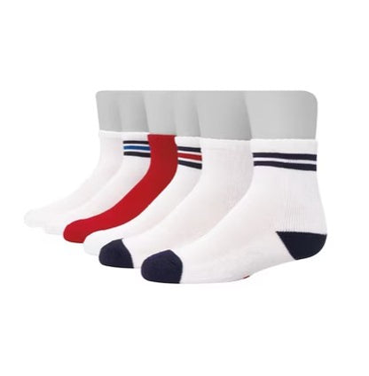 6 PK TODDLER BOYS CREW SOCKS ASSORTED SIZES