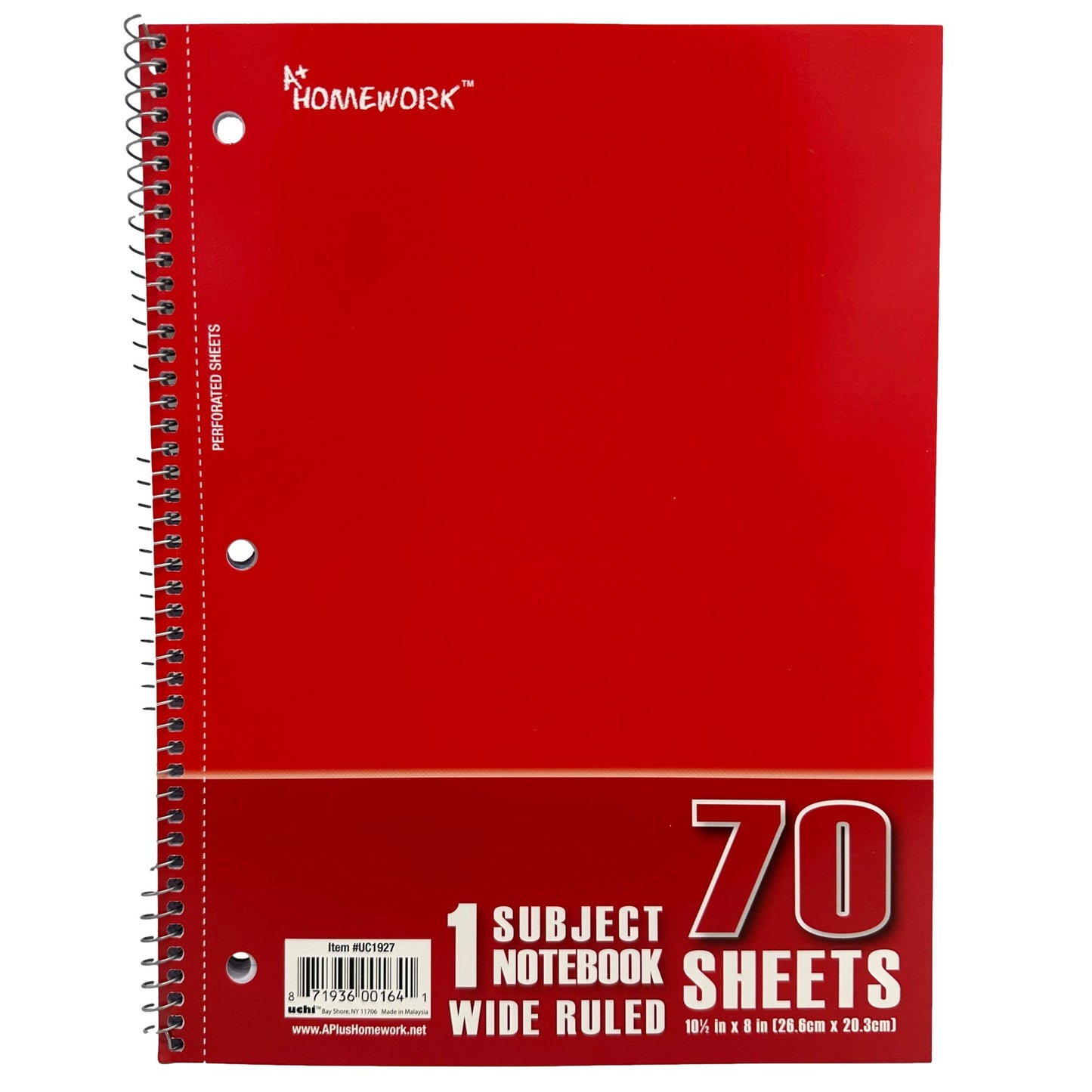 WIDE RULED SPIRAL NOTEBOOK 70 PAGE ASSORTED