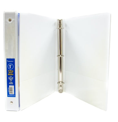 1 IN WHITE 3-RING BINDER CLEARVIEW FRONT/BACK