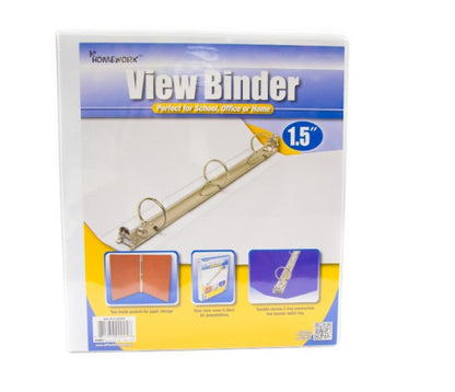 1.5 IN WHITE 3-RING BINDER CLEARVIEW FRONT/BACK