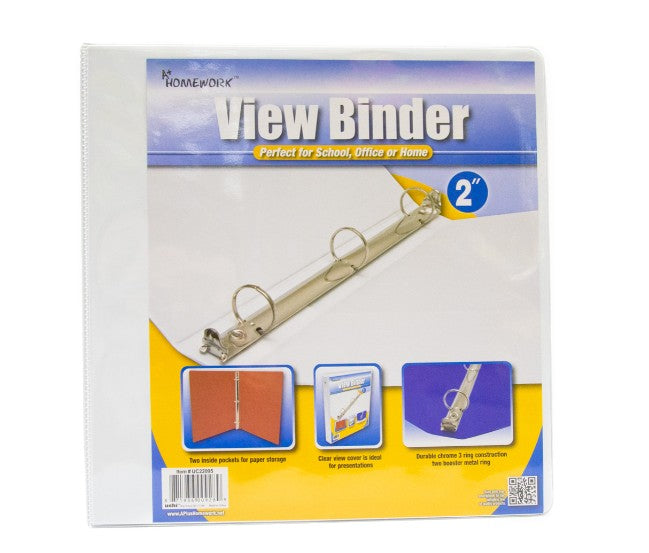 2 IN WHITE 3-RING BINDER CLEARVIEW FRONT/BACK