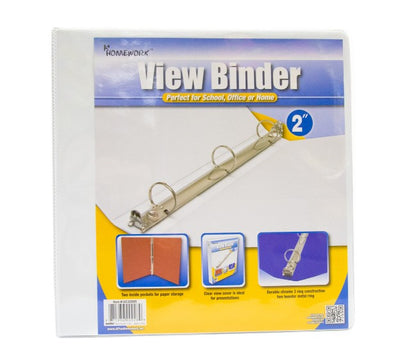 2 IN WHITE 3-RING BINDER CLEARVIEW FRONT/BACK