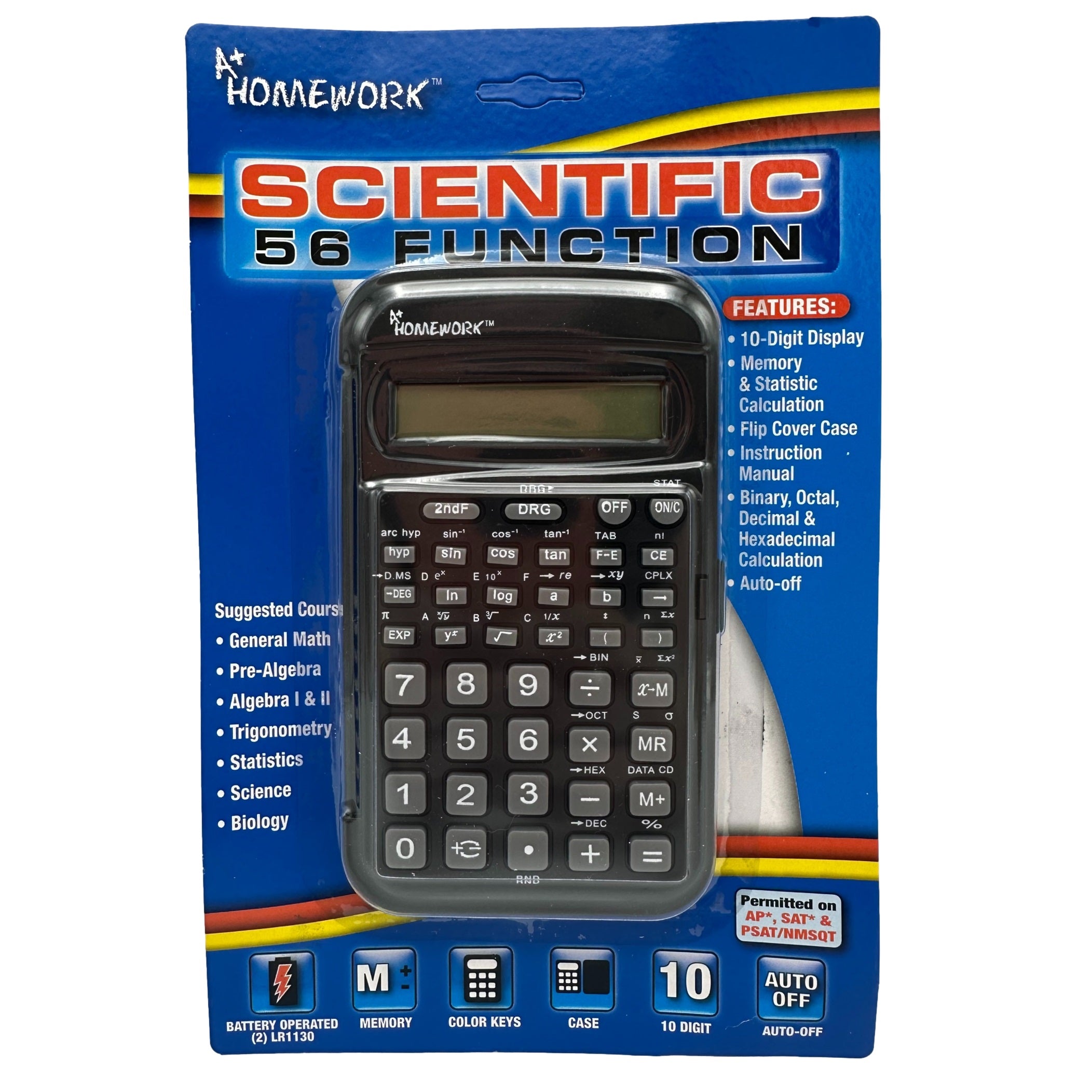 A packaged "A+ Homework" scientific calculator.