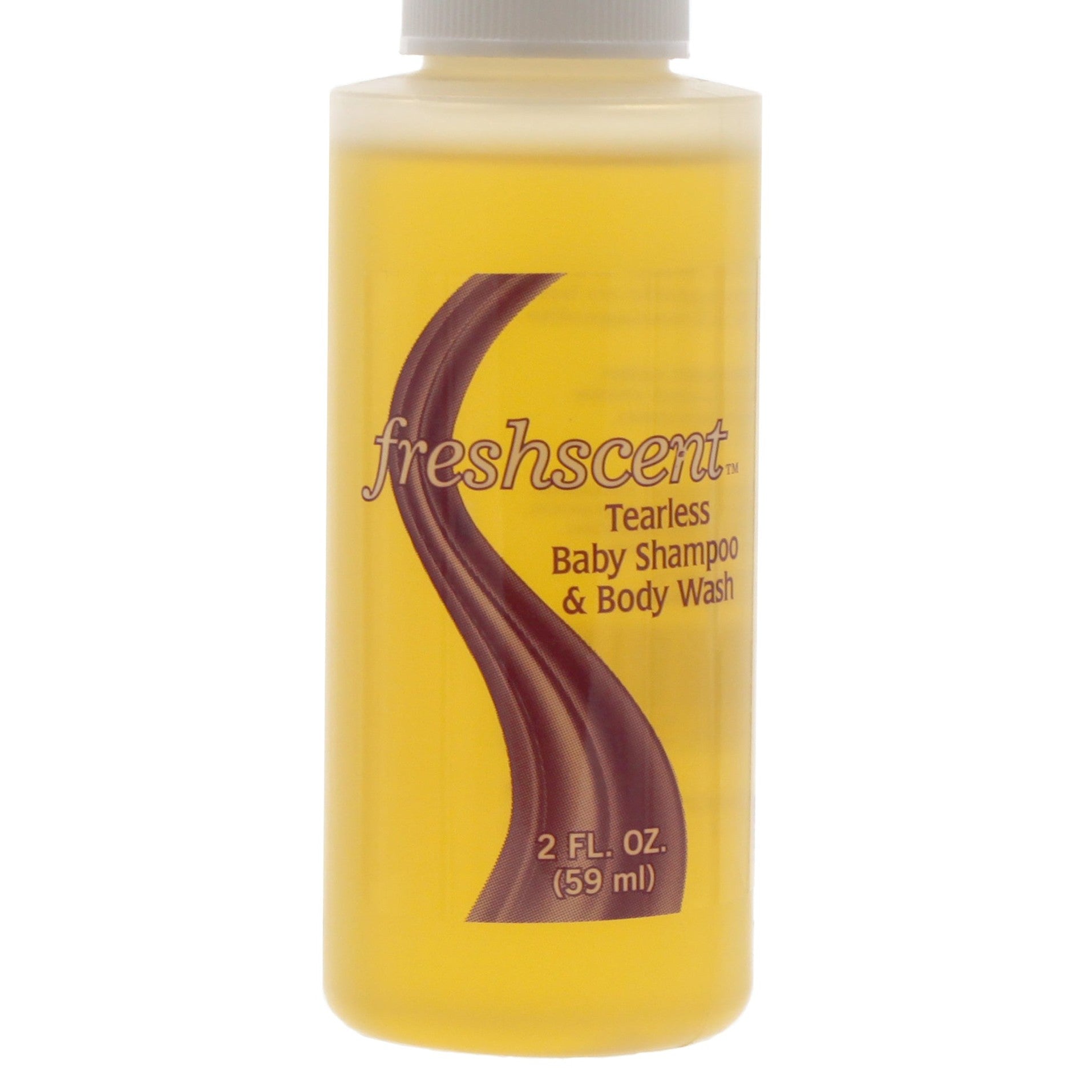 Yellow bottle of Freshscent Tearless Baby Shampoo & Body Wash.