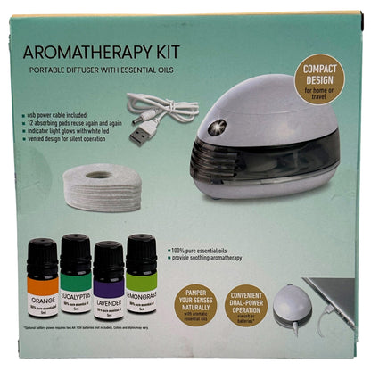 KIT DE AROMATERAPIA - DIFUSOR PORTÁTIL CON ACEITES ESENCIALES