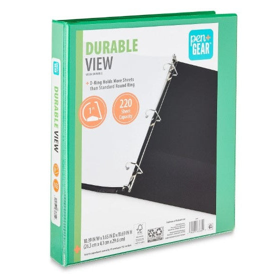 1 IN GREEN 3-RING BINDER
